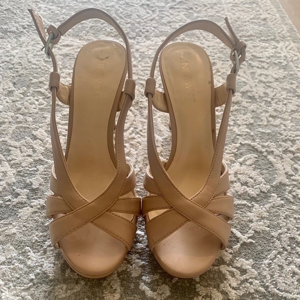 Nine West Nude Leather Heels